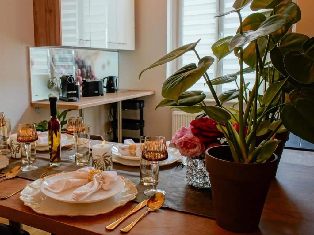 Essbereich in der Küche in der Ferienwohnung Sweethome Lutherstadt Wittenberg